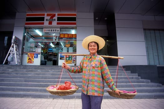 a 7eleven shop in the city of Shenzhen north of Hong Kong in the province of Guangdong in china in east asia.