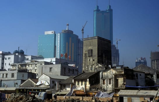 the city of Shenzhen north of Hongkong in the province of Guangdong in china in east asia.