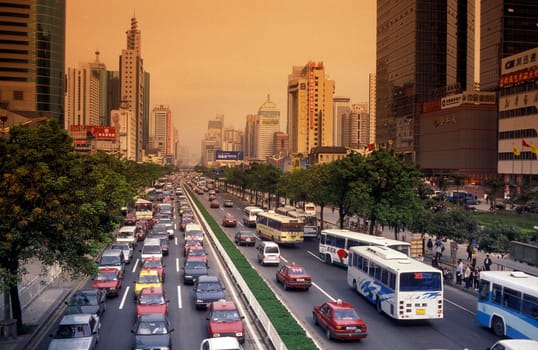 the city of Shenzhen north of Hong Kong in the province of Guangdong in china in east asia.