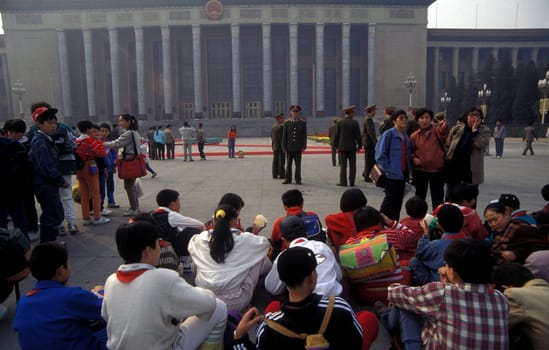 the tiananmen square in the city of beijing in the east of china in east asia.