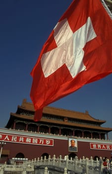 at swiss falg at a gouvernment visit at the forbidden city in the city of beijing in the east of china in east asia.