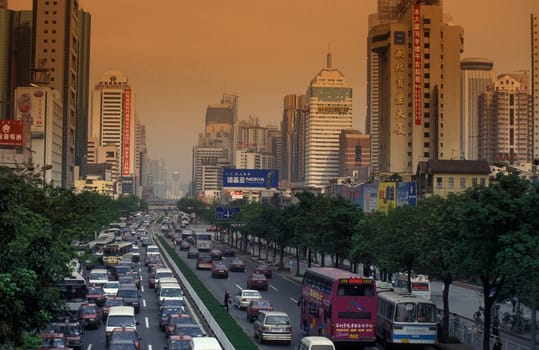 the city of Shenzhen north of Hongkong in the province of Guangdong in china in east asia.