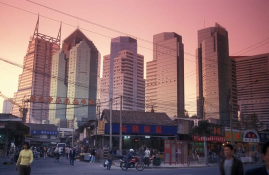 the city of Shenzhen north of Hongkong in the province of Guangdong in china in east asia.