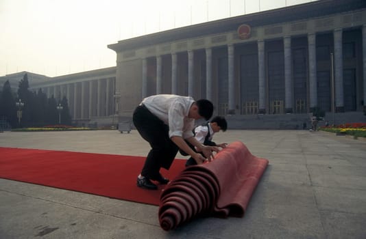the tiananmen square in the city of beijing in the east of china in east asia.