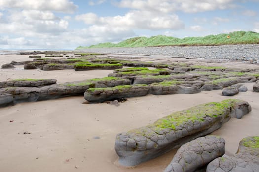 unusual mud banks at Beal beach in county Kerry Ireland on the wild Atlantic way