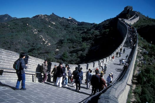 the great wall near the city of beijing in the east of china in east asia.