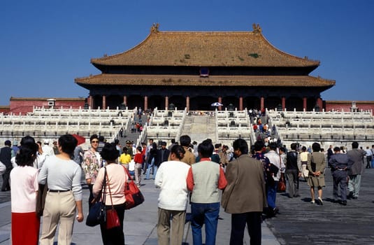 the forbidden city in the city of beijing in the east of china in east asia.