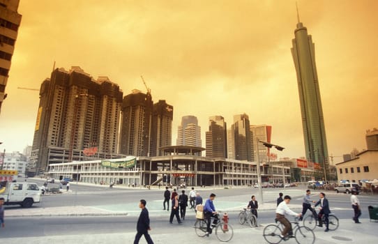 the city of Shenzhen north of Hongkong in the province of Guangdong in china in east asia.