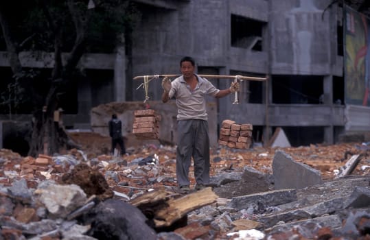 construction in the city of Shenzhen north of Hong Kong in the province of Guangdong in china in east asia.