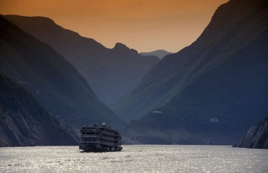 the landscape of the yangzee river in the three gorges valley up of the three gorges dam projecz in the province of hubei in china.