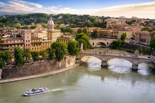 Rome city and tiber river near Vativcan, Italy Europe