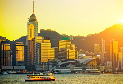 Hong Kong skyline in sunset