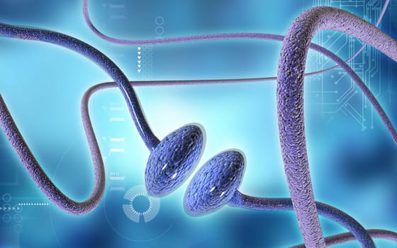 Digital illustration of synapse in colour background
