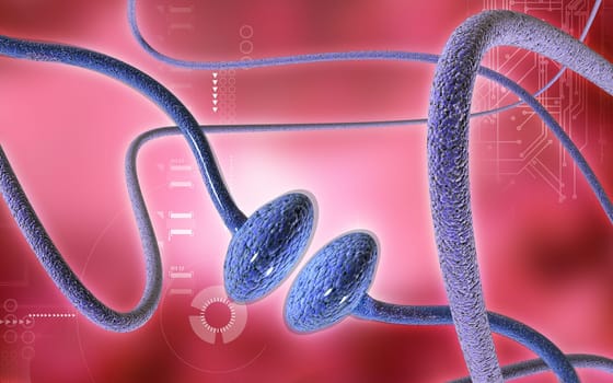 Digital illustration of synapse in colour background