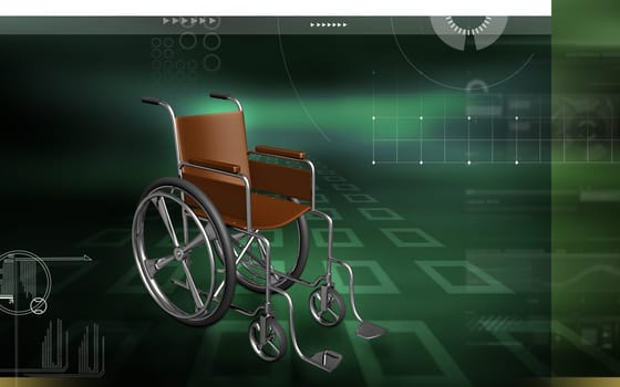 Digital Illustration of wheel chair in colour background