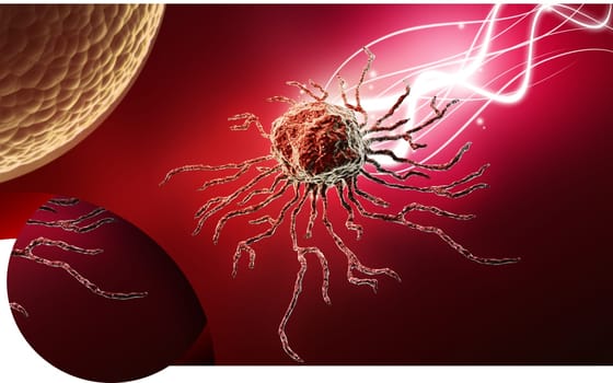 Digital illustration of stem cell in colour background