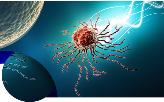 Digital illustration of stem cell in colour background