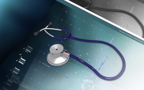 Digital illustration of stethoscope in colour background