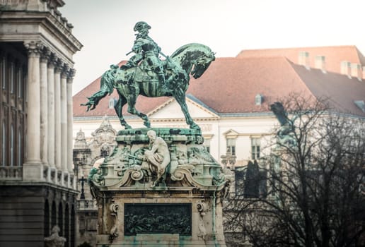 Eugene of Savoy's monument in Buda part of Budapest. Hungary, Europe. Famous travel destination.