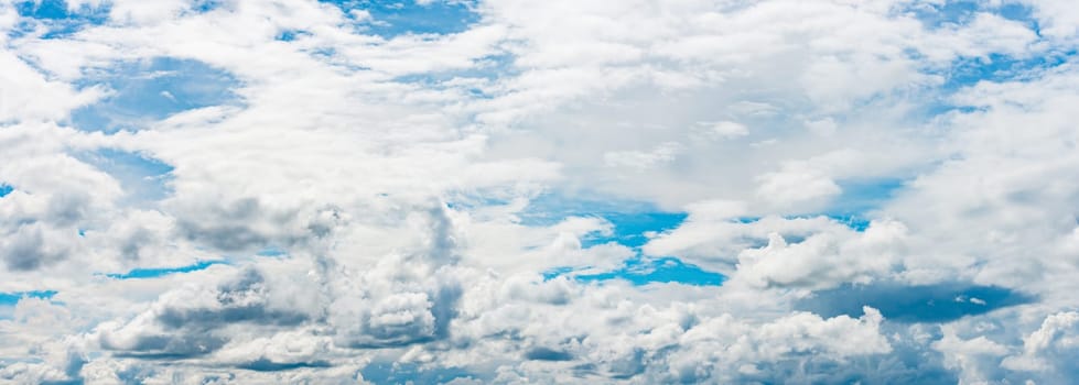 Panorama of beautiful blue sky with white clouds