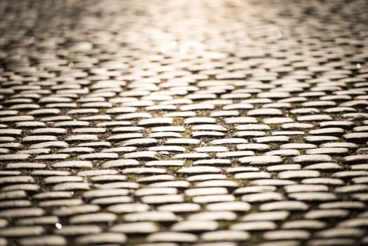 Close up view of cobblestone street in Gamla Stan, Stockholm, Sweden, Scandinavia, Europe.