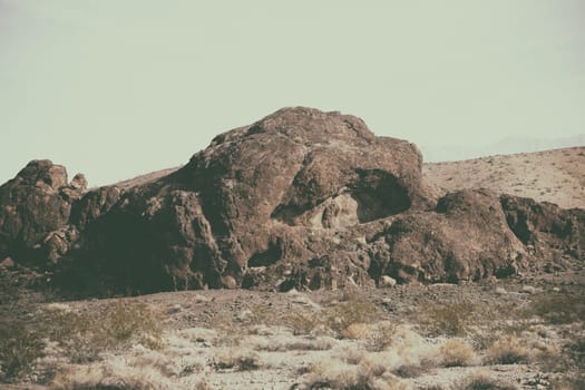 A striking rock formation in the Mojave Desert on the way to Death Valley.