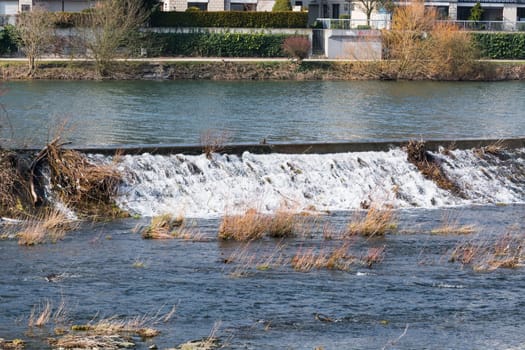 Flooded land areas,flood area in Muelheim an der Ruhr in Germany.