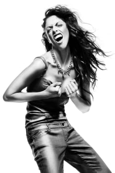 image of fashion woman wearing cool designer clothing