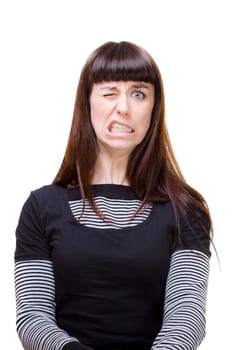 a beautiful young woman performing facial expression