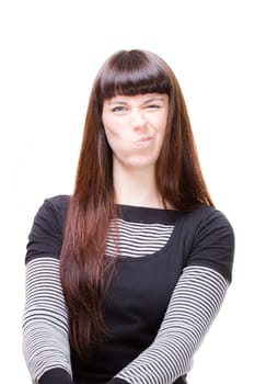 a beautiful young woman performing facial expression