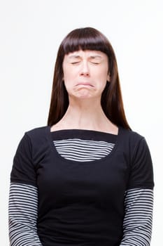 a beautiful young woman performing facial expression