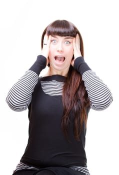 a beautiful young woman performing facial expression