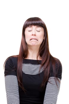 a beautiful young woman performing facial expression