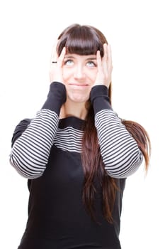 a beautiful young woman performing facial expression