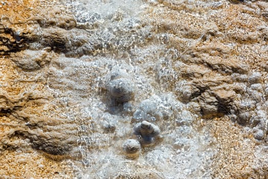 Extremely closeup view of terrace at Mammoth Hot Springs in Yellowstone National Park