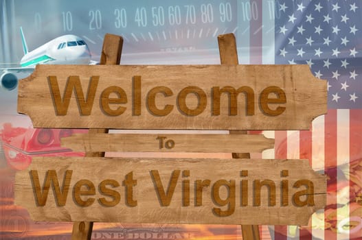 welcome to west virginia in the us state sign on wood,travell theme
