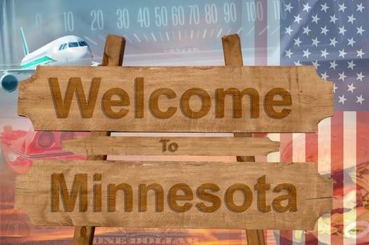 welcome to minnesota state in the united states sign on wood,travell theme