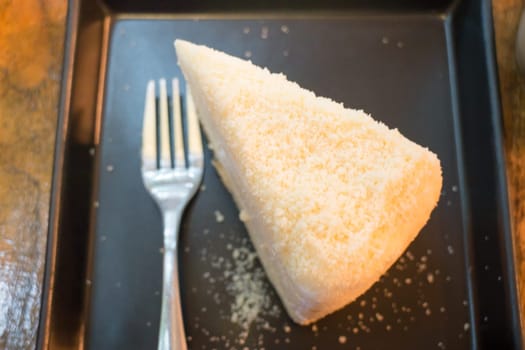 Piece of homemade cheese cake, stock photo