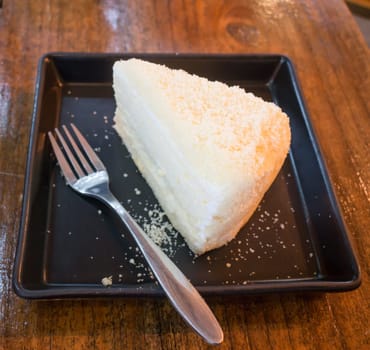 Piece of homemade cheese cake, stock photo
