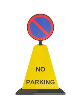 Yellow no parking cone isolated on white background