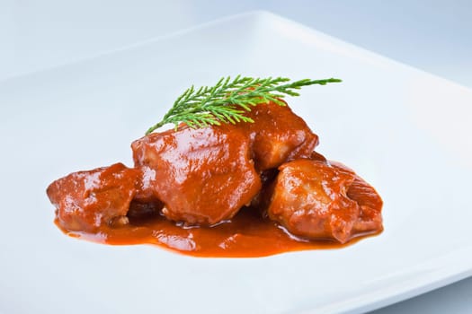 traditional recipe from spain with sauce called manitas de cerdo