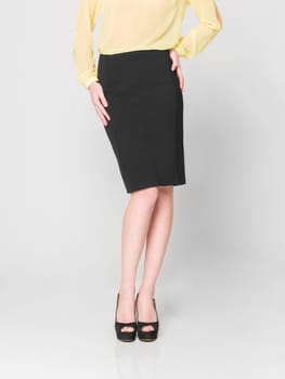 a beautiful model wearing feminine clothes in clear background