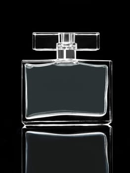dark image of cosmetics fragrances in cristal container