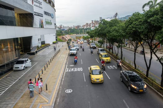 BUCARAMANGA, COLOMBIA - MAY 2: View of traffic outside of a mall in Bucaramanga, Colombia on May 2, 2016