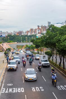 BUCARAMANGA, COLOMBIA - MAY 2: View of traffic outside of Caracoli mall in Bucaramanga, Colombia on May 2, 2016