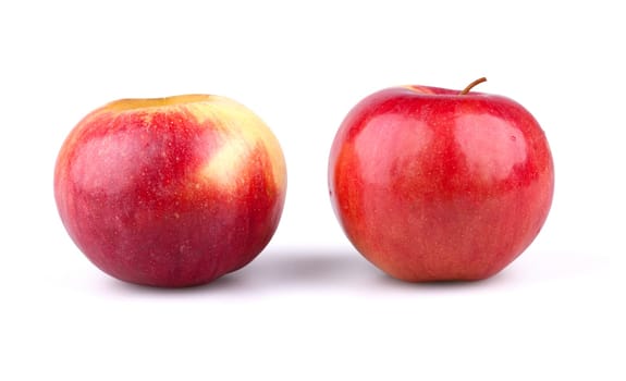 Two fresh apples on white background.