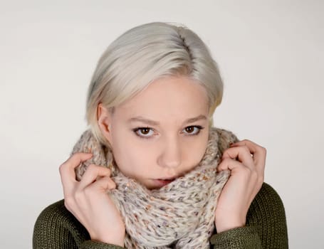 young woman with scarf