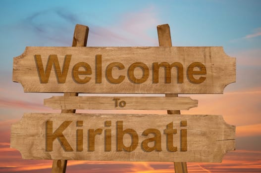 welcome to kiribati sign on wood background