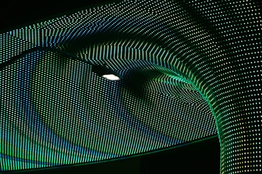 Las Vegas,United States - December 23,2015: A detail of the neon-lit light show of the entrance and façade of The LINQ hotel and casino complex on Las Vegas Boulevard on December 23,2015 in Las Vegas.