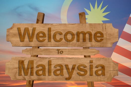welcome to jamaica sign on wood background with blending national flag